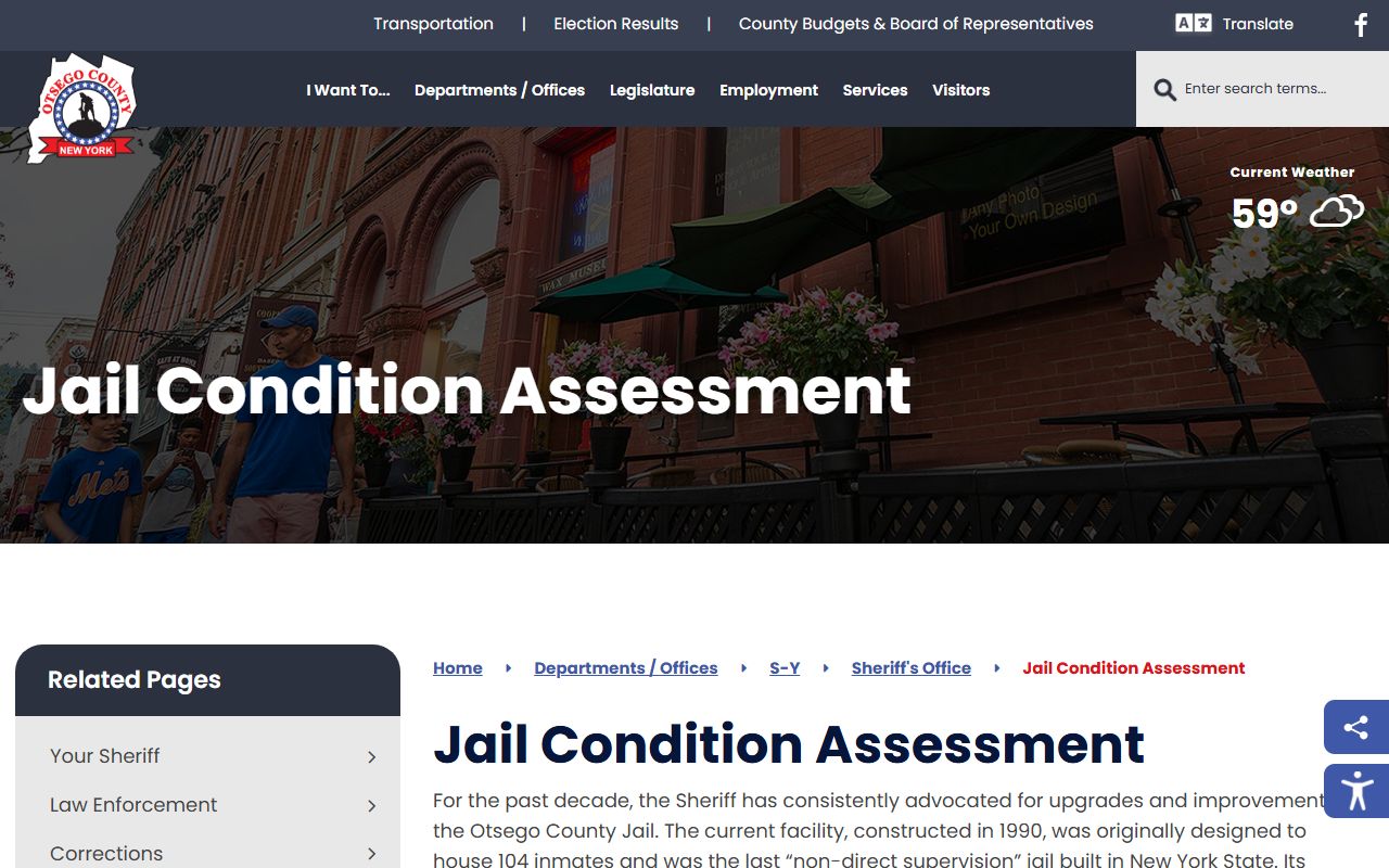Otsego County inmate population jail condition assessment